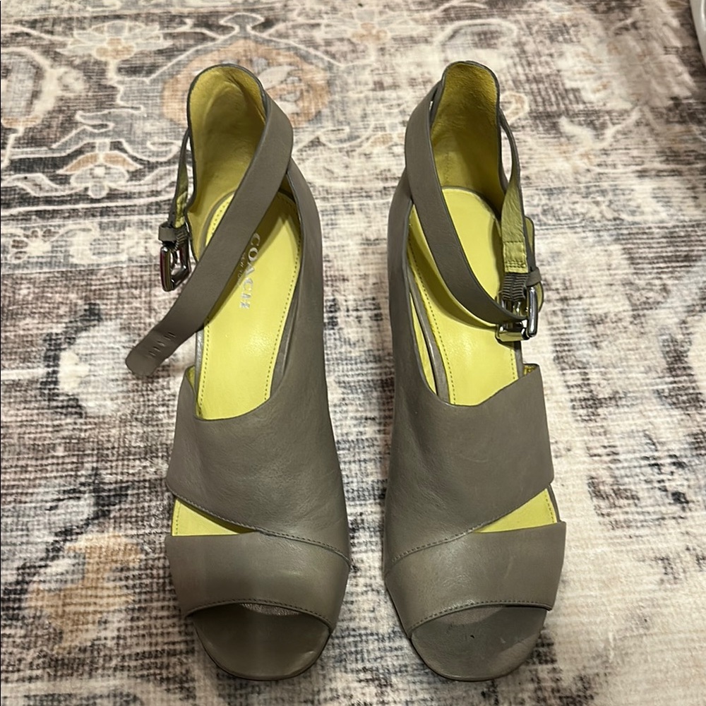 Cole Haan Women's Gray Peep Toe Wedges